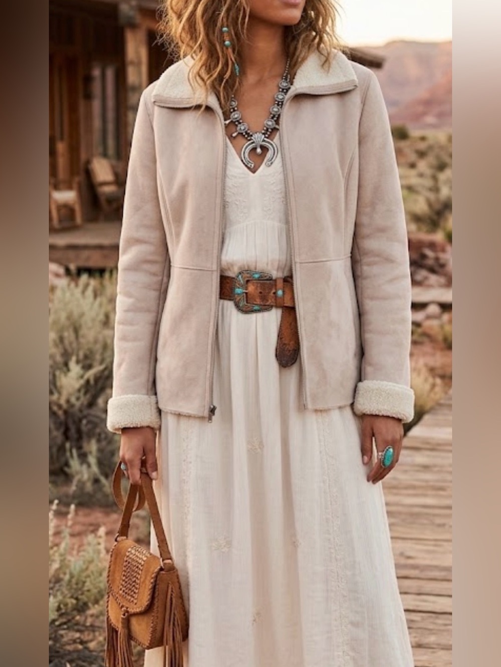 New york & company Womens suede coat Jacket Barncore Boho Western Cozzy M